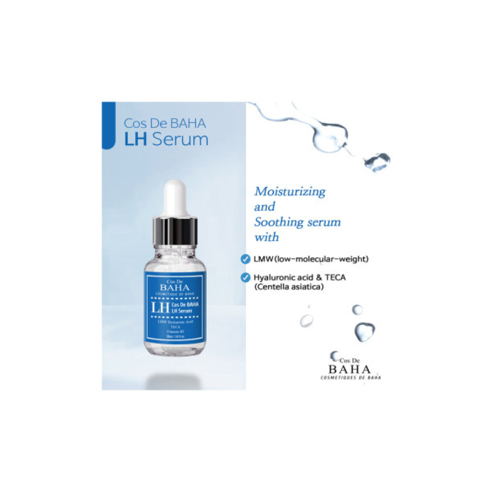 Сироватка для обличчя Cos De BAHA LH Serum Зволожувальна з гіалуроновою кислотою та аденозином 30 мл (8809240319345)