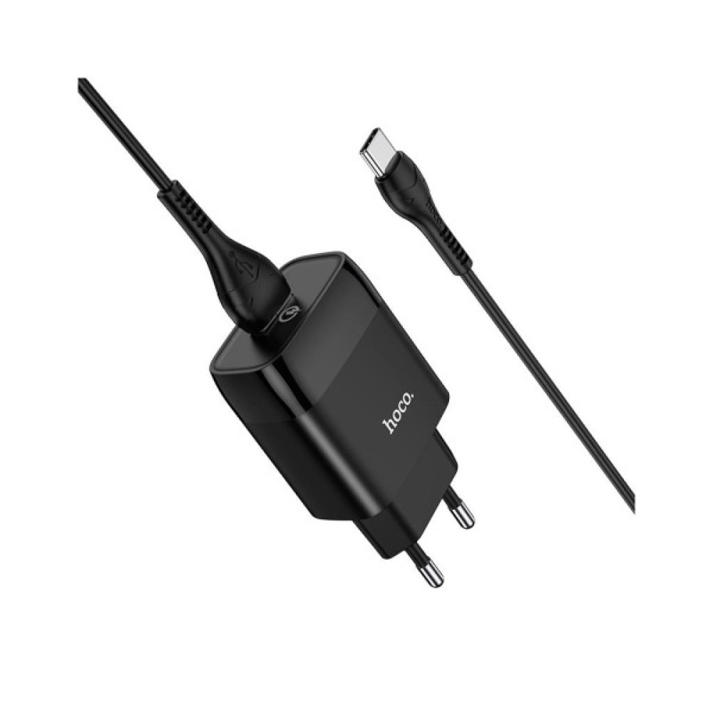 Зарядний пристрій HOCO C72Q Glorious USB QC3.0 + cable USB to USB-C 18W Black (6931474732545)