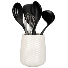 Кухонний набір KitchenAid Classic з керамічною підставкою 6 предметів чорний/білий (KQG561BXOBE)