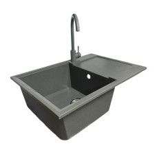 Набір кухонний Adamant Horizon Medium, штучний камінь, прямокут., з крилом, 700х500х230мм, чаша - 1, врізна, сірий + змішувач Набір кухонний Adamant Horizon Medium, штучний камінь, прямокут., з крилом, 700х500х230мм, чаша - 1, врізна, сірий + змішувач