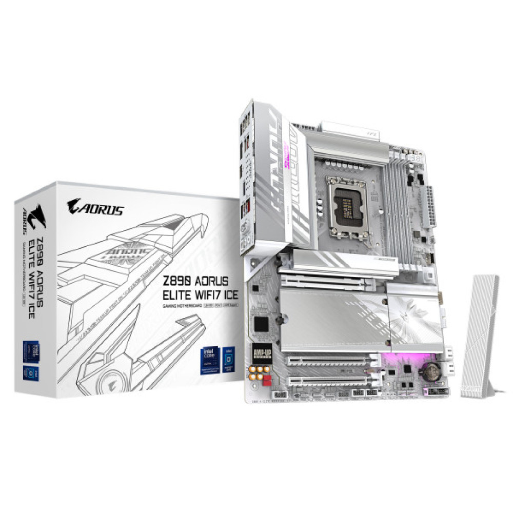 Материнська плата GIGABYTE Z89 AORUS ELITE WF7 ICE s1851 Z890 4xDDR5 M.2 HDMI DP Wi-Fi BT ATX білий