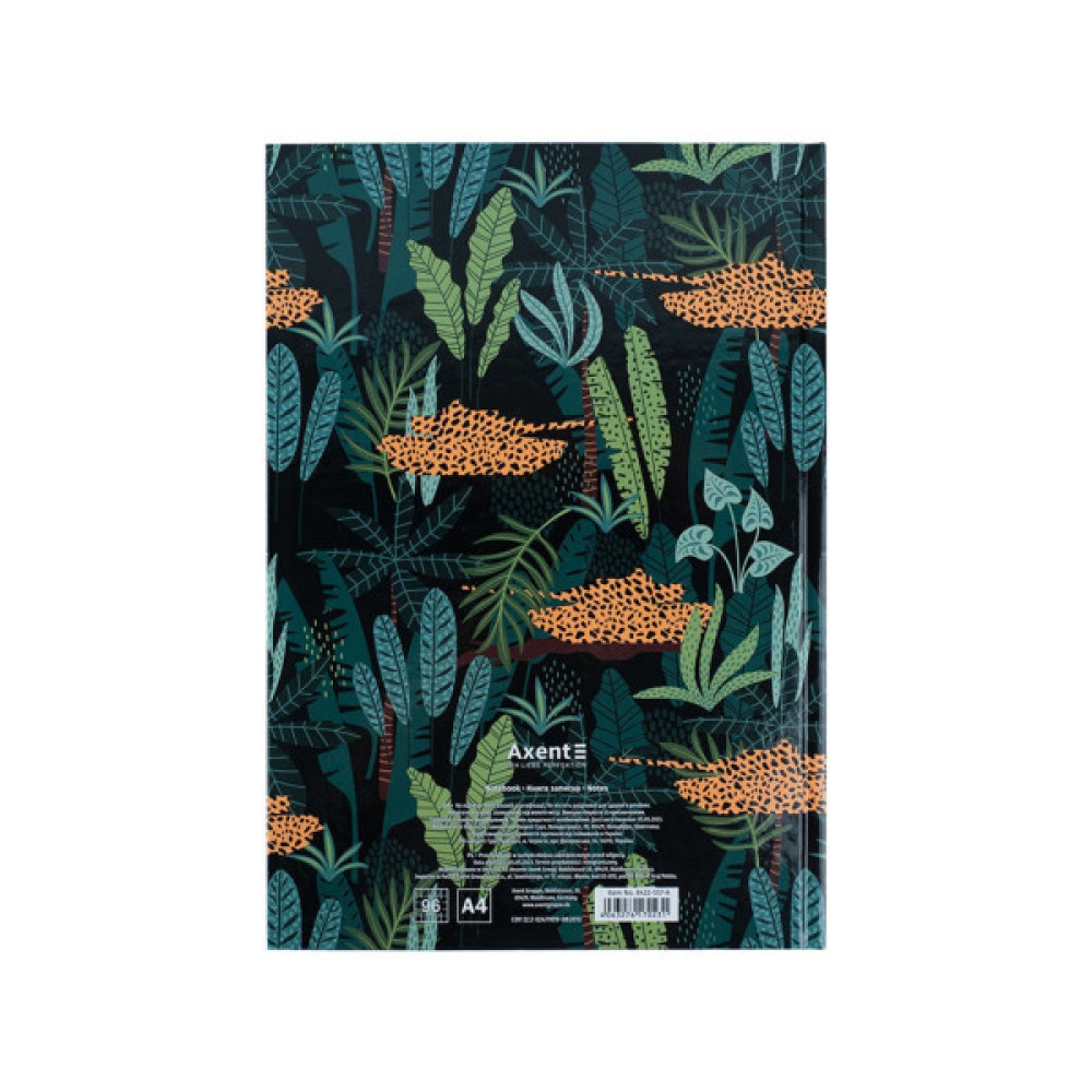 Канцелярська книга Axent Leopard А4 у твердій обкладинці 96 аркуші клітинка, зелена (8422-557-A)