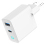Зарядний пристрій Gembird 1xUSB-C PD30W + 1xUSB QC3.0 LED white (TA-UC-PDQC30L-W-01)