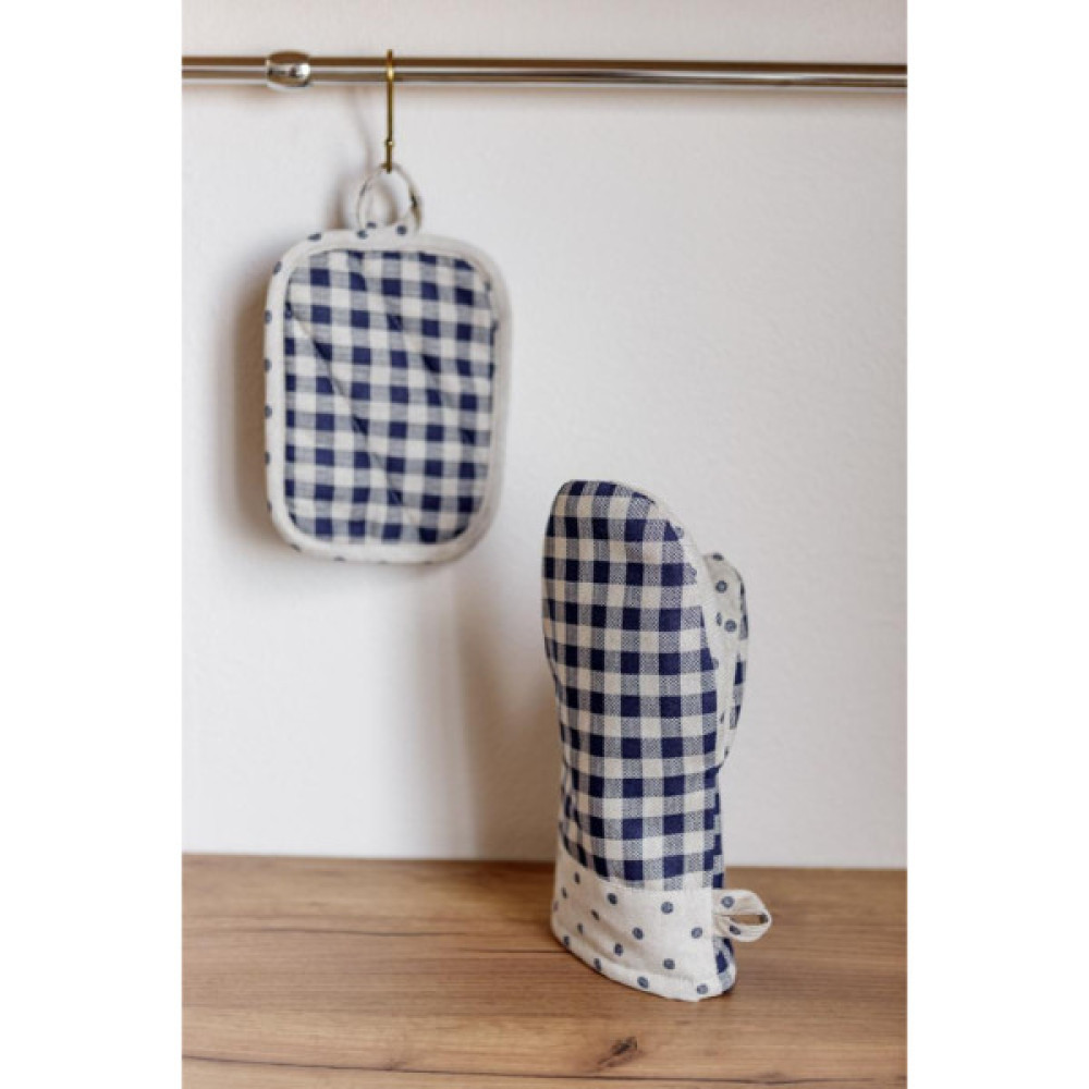 Кухонна прихватка Прованс Набір рукавиця 29х15 та прихватка 15х20 Синя клітинка (035696)
