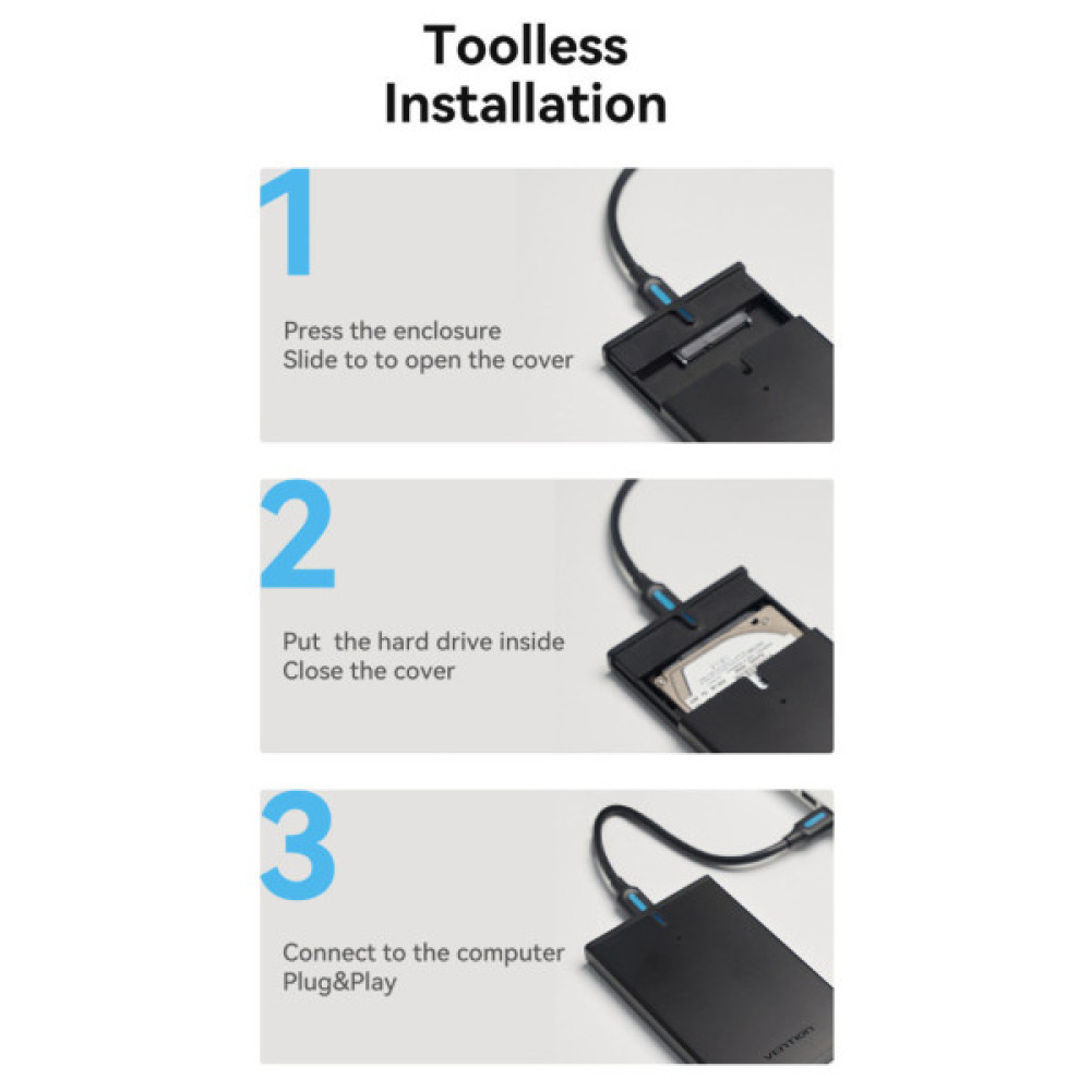 Кишеня зовнішня VENTION 2.5" HDD/SSD USB 3.0 Micro-B Black (KPAB0)