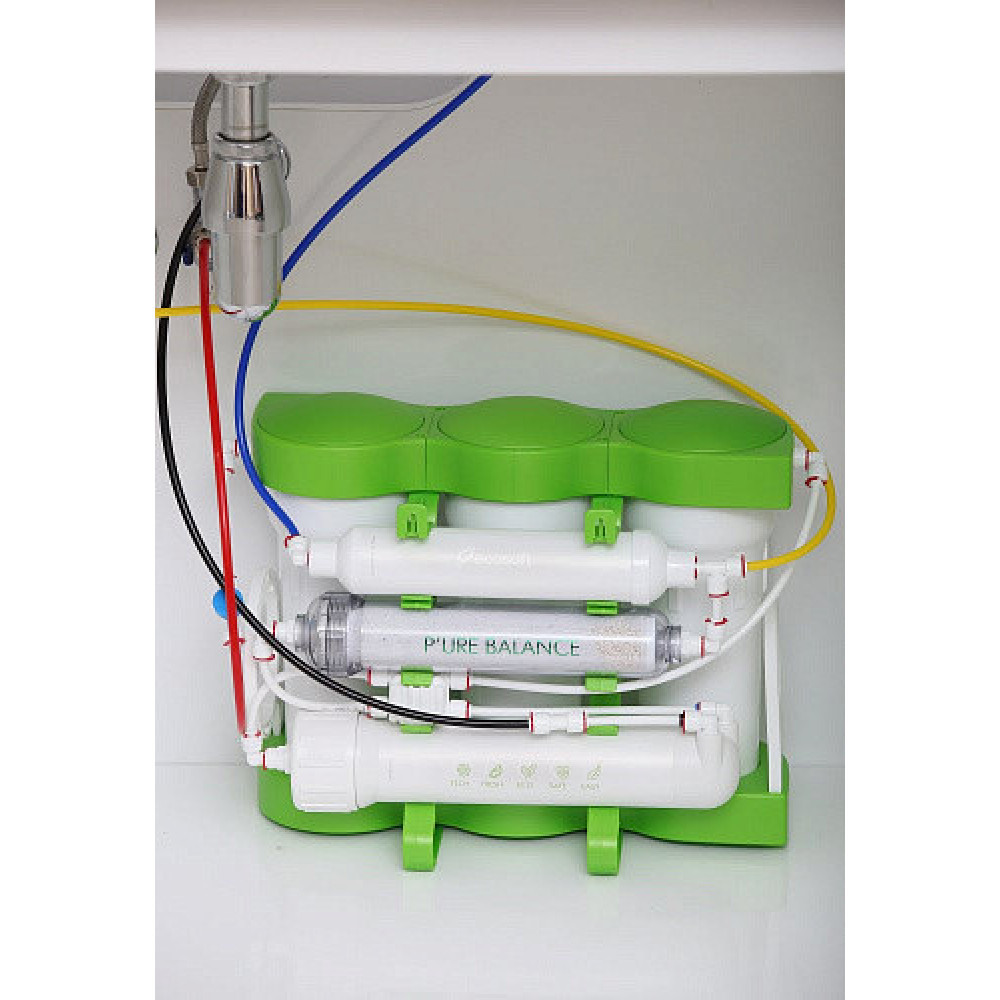 Фільтр зворотного осмосу Ecosoft P'URE Balance, мембрана 75gpd DuPont, картридж Balance збагачує воду кальцієм і магнієм, дренаж 1:1