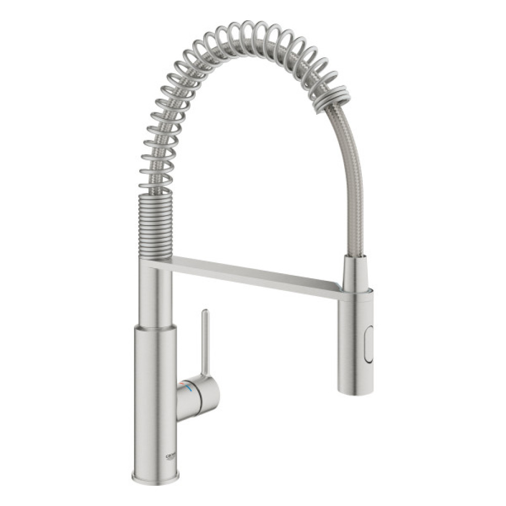 Змішувач для кухні Grohe Via Cosmo, довж.виливу - 236мм, поворотний/гнучкий, 1важіль, супер сталь