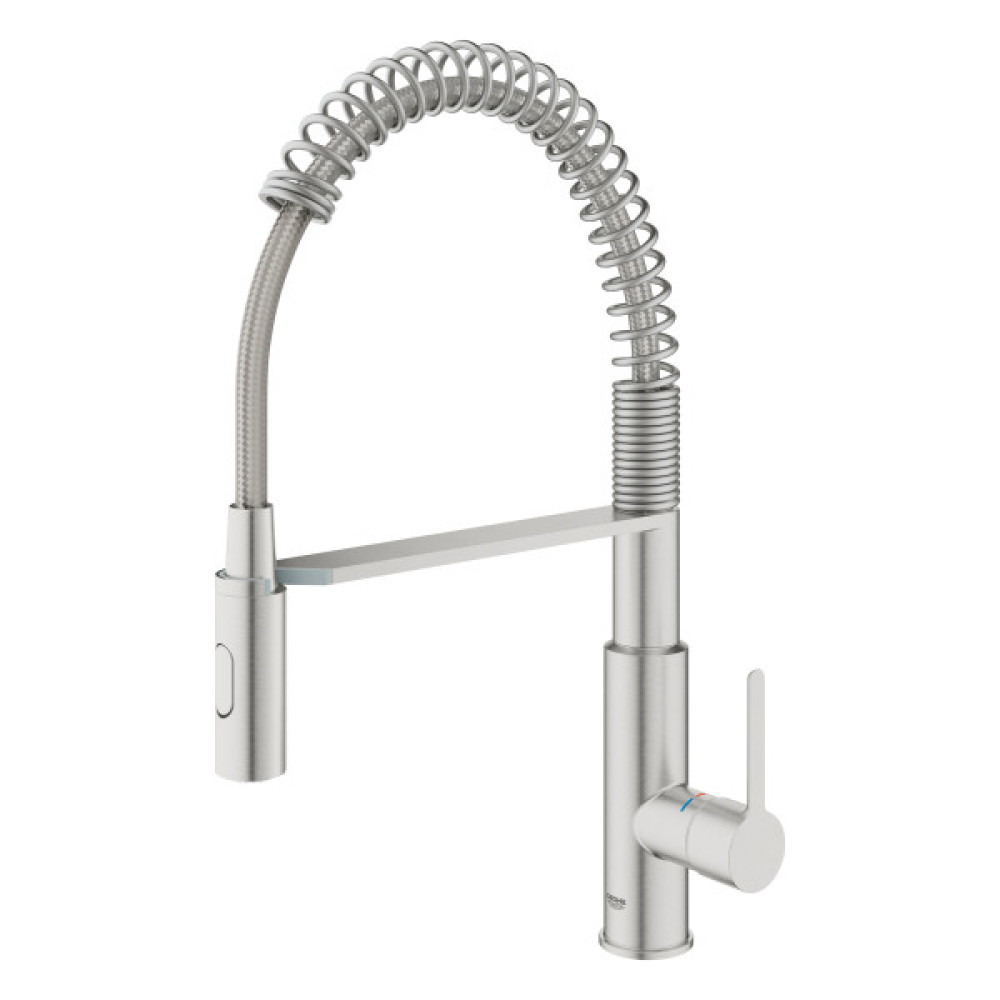 Змішувач для кухні Grohe Via Cosmo, довж.виливу - 236мм, поворотний/гнучкий, 1важіль, супер сталь