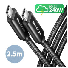 Дата кабель USB-C to USB-C 2.5m USB 2.0 PD 240W 5A black AXAGON (BUCM2-CM25AB) Дата кабель USB-C to USB-C 2.5m USB 2.0 PD 240W 5A black AXAGON (BUCM2-CM25AB)