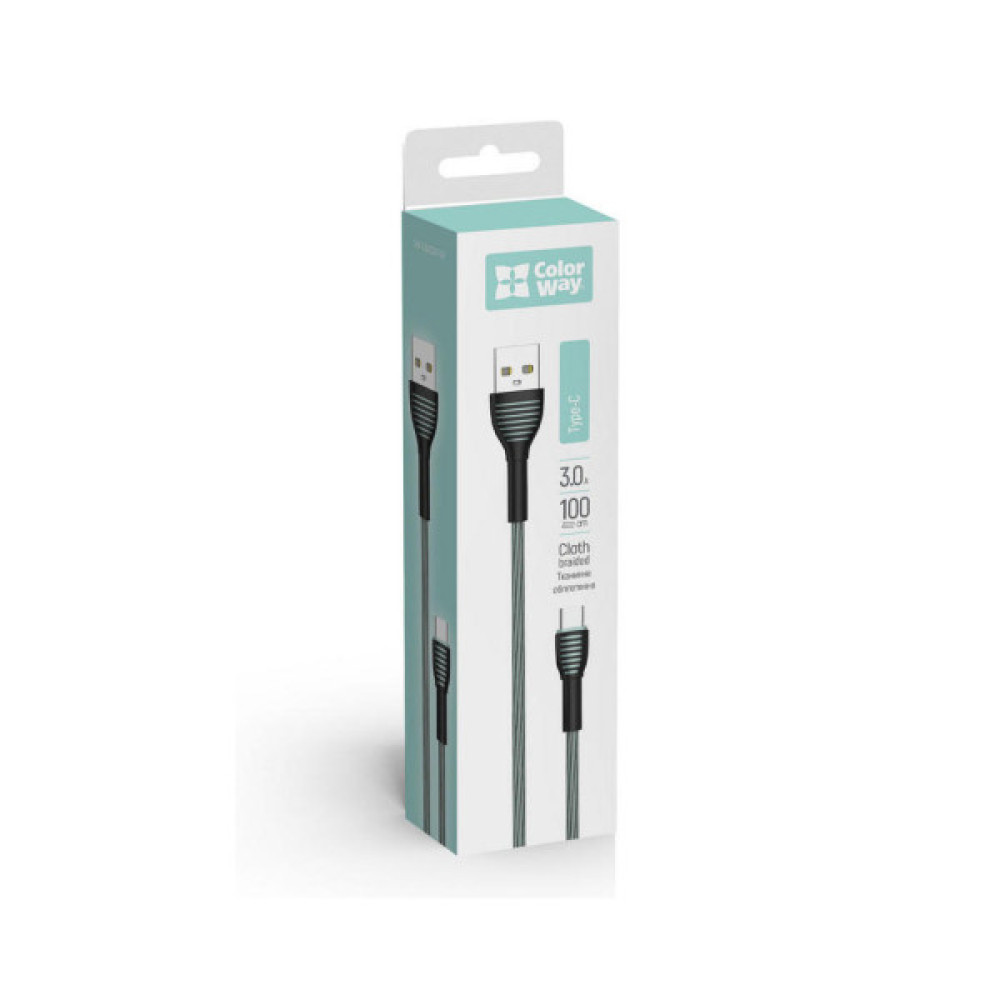 Дата кабель USB 2.0 AM to USB-C 1.0m ColorWay (CW-CBUC041-GR)