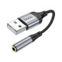 Кабель мультимедійний USB AM to 3.5mm F LS36 black HOCO (6942007608879)