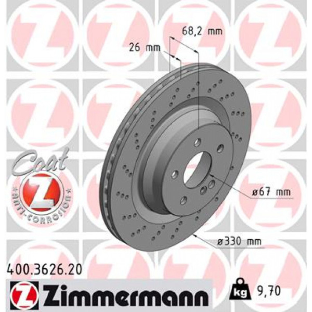 Гальмівний диск ZIMMERMANN 400.3626.20 Гальмівний диск ZIMMERMANN 400.3626.20