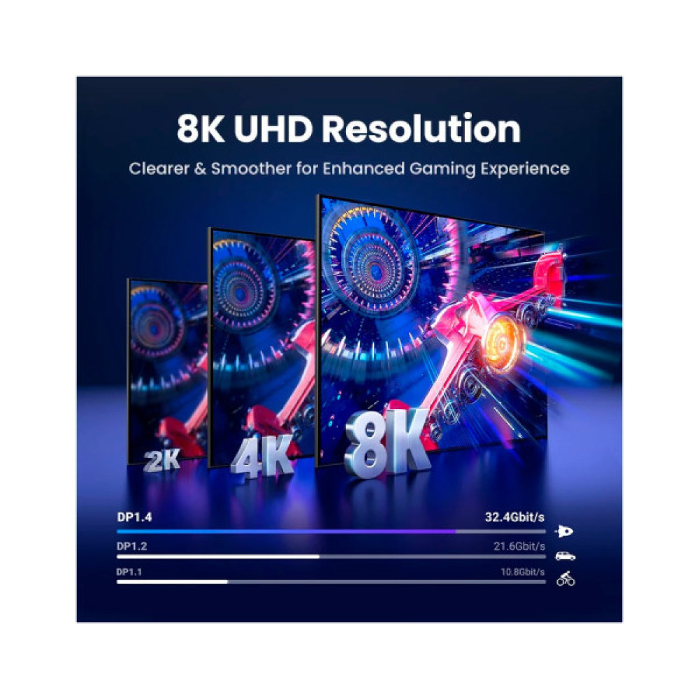 Кабель мультимедійний DisplayPort M to DisplayPort M 1.0m V1.4 8K60Hz DP120 black Ugreen (25903)