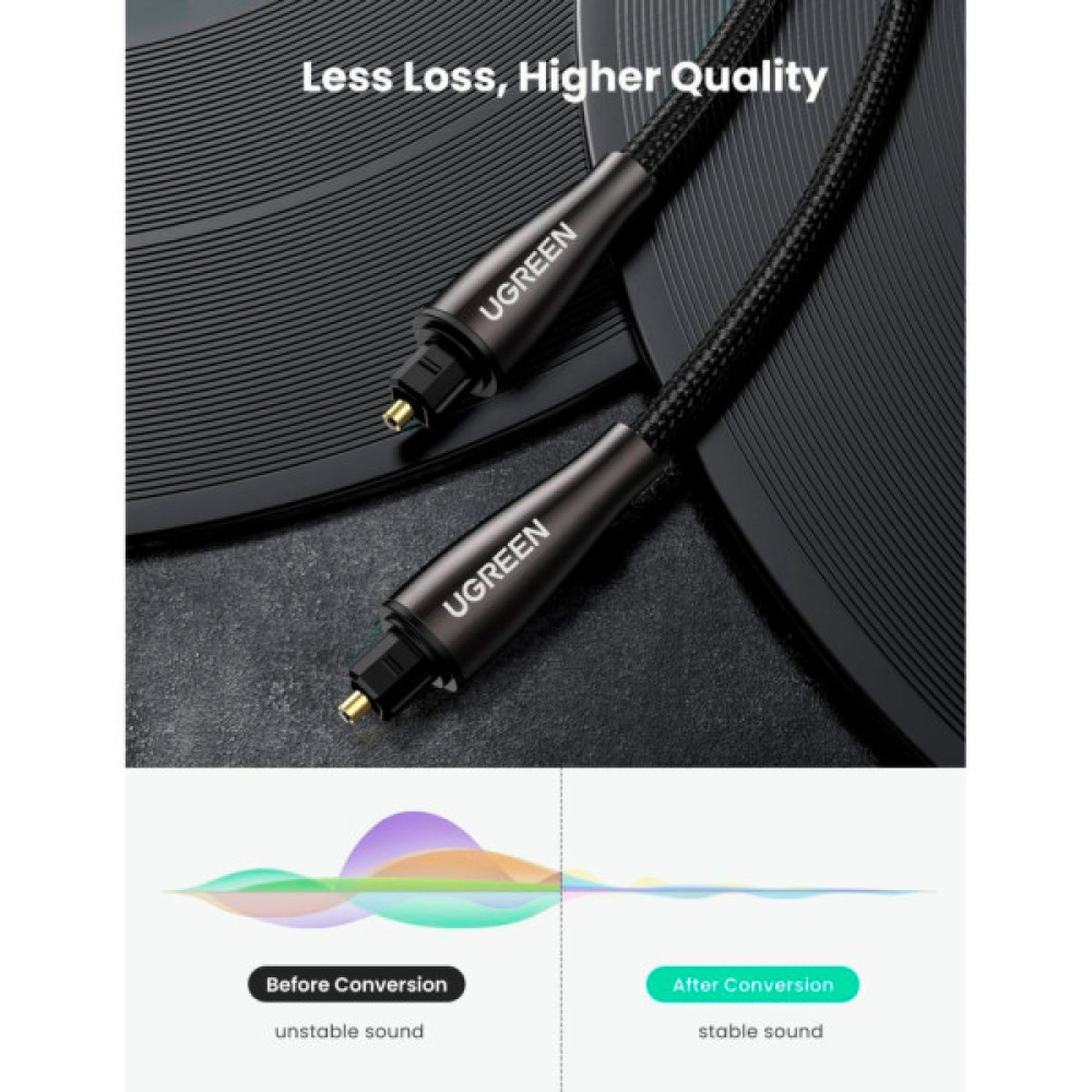 Кабель мультимедійний Optical Toslink 3.0m AV108 black Ugreen (10541)