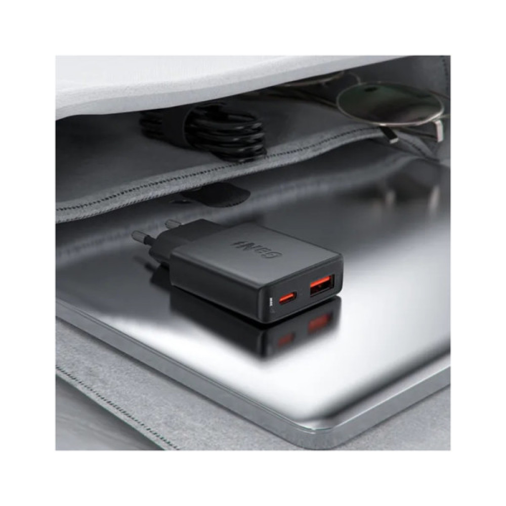 Зарядний пристрій Acefast 2xUSB 30W (USB-C+USB-A) Gan A69 ultra-thin Fast Charger Black (6974316282709)
