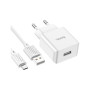 Зарядний пристрій HOCO C106A Leisure USB + cable USB to Micro 5P 10.5W White (6931474783905) Зарядний пристрій HOCO C106A Leisure USB + cable USB to Micro 5P 10.5W White (6931474783905)