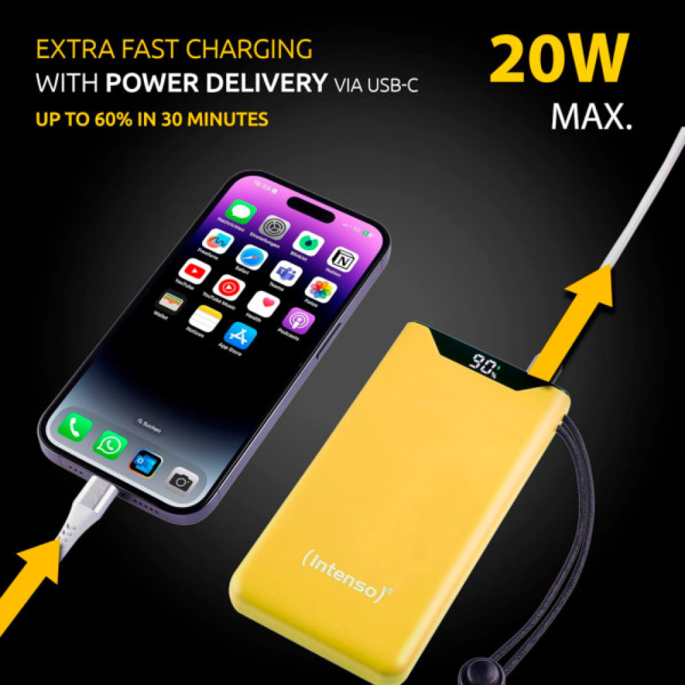 Батарея універсальна Intenso F10000 10000mAh QC/3.0 yellow (7332039)