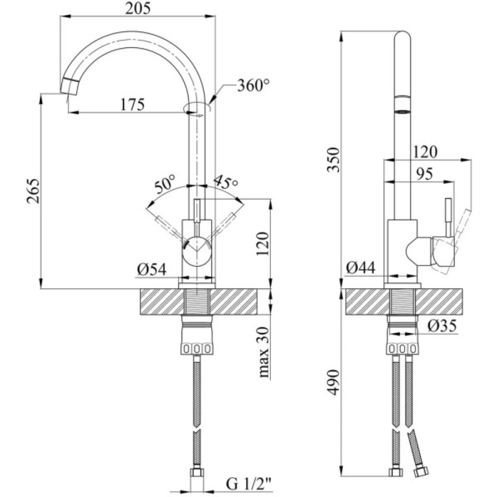 Змішувач Kroner Klassisch-SCH035PVD (CV024351)