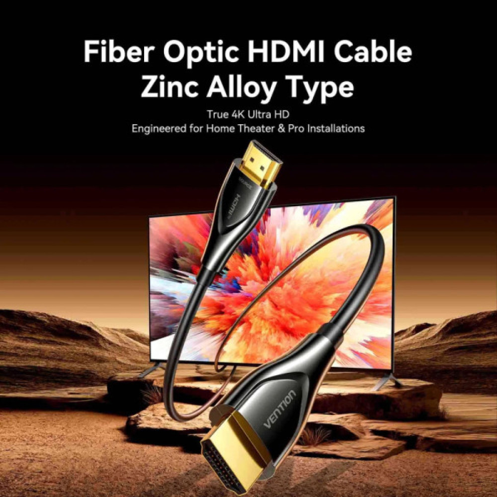Кабель мультимедійний HDMI M to HDMI M 25.0m 4K60Hz fiber optic black Vention (ALSBS)