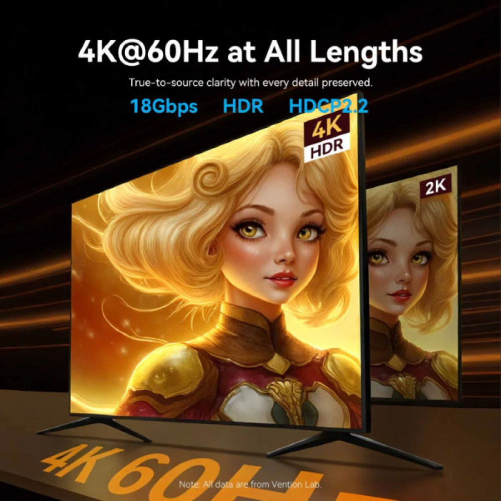 Кабель мультимедійний HDMI M to HDMI M 25.0m 4K60Hz fiber optic black Vention (ALSBS)
