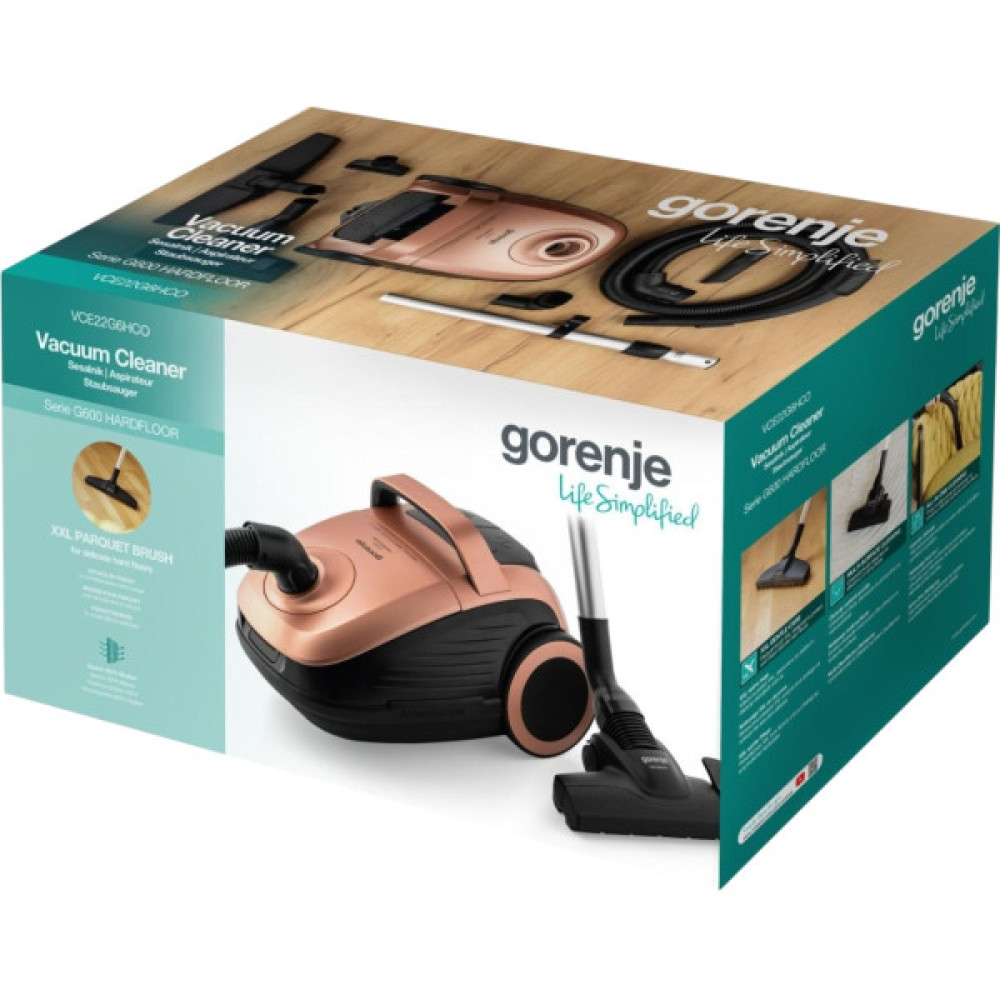 Пилосос Gorenje мішковий, 850Вт, конт пил -3л, HEPA, телескоп трубка, бронзовий