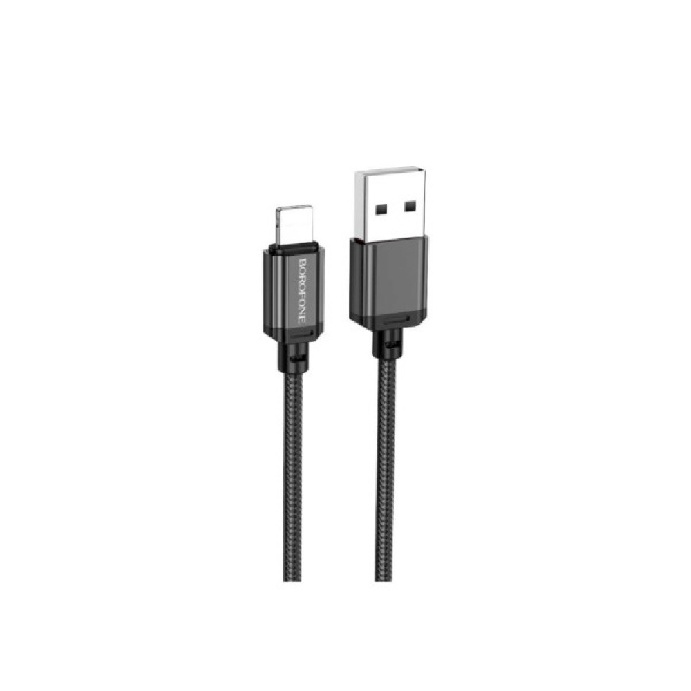Дата кабель USB 2.0 AM to Lightning 1.0m 2.4A nylon BX87 black BOROFONE (6974443389005)