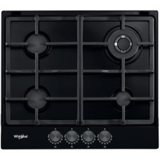 Варильна поверхня Whirlpool газова, 60см, чавун, конфорка з подвійним рядом полум'я, чорний