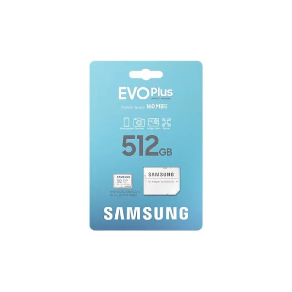 Карта пам'яті Samsung 512 GB microSDXC Class 10 UHS-I U3 V30 A2 EVO Plus+SD Adapte (MB-MC512SA/EU)