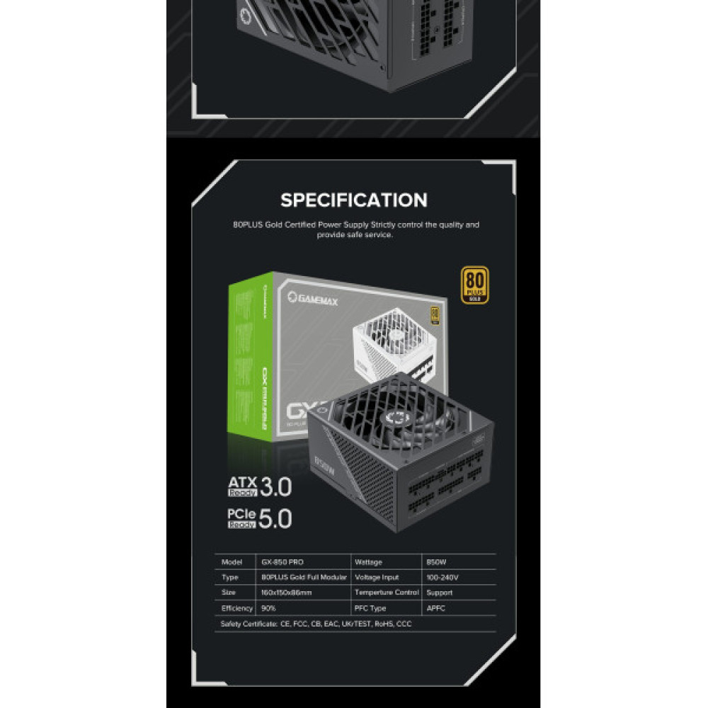 GAMEMAX GX-850 PRO BK (ATX3.0 PCIe5.0)
