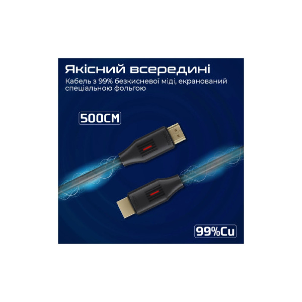 Кабель мультимедійний HDMI M to HDMI M 5.0m V2.0 Promate (prolink4k60-500)
