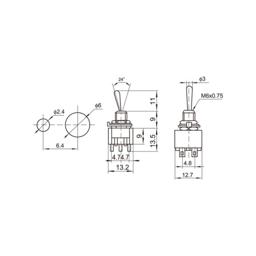 Перемикач для гітари DiMarzio DPDT Mini Switch - 2 Position (EP1106)