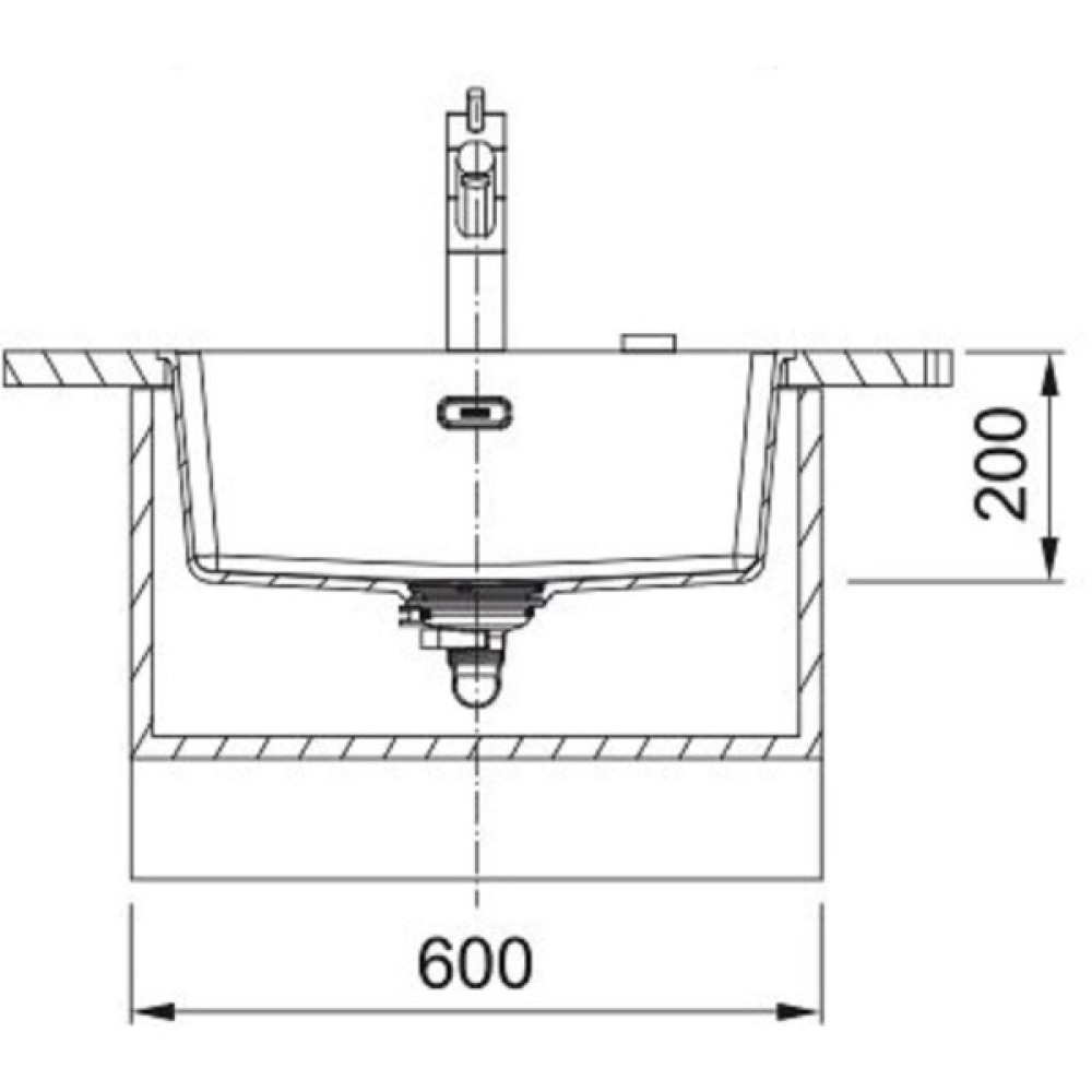 Мийка кухонна Franke Maris, фраграніт, прямокутник, без крила, 553х433х200мм, чаша - 1, універсальна, MRG 110-52, чорний матовий (+вентиль)