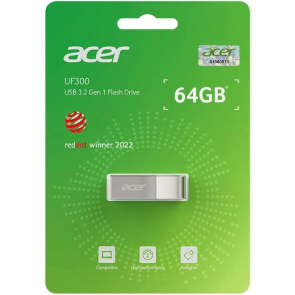 USB флеш накопичувач Acer 64GB UF300 Silver USB 3.2 (BL.9BWWA.518)