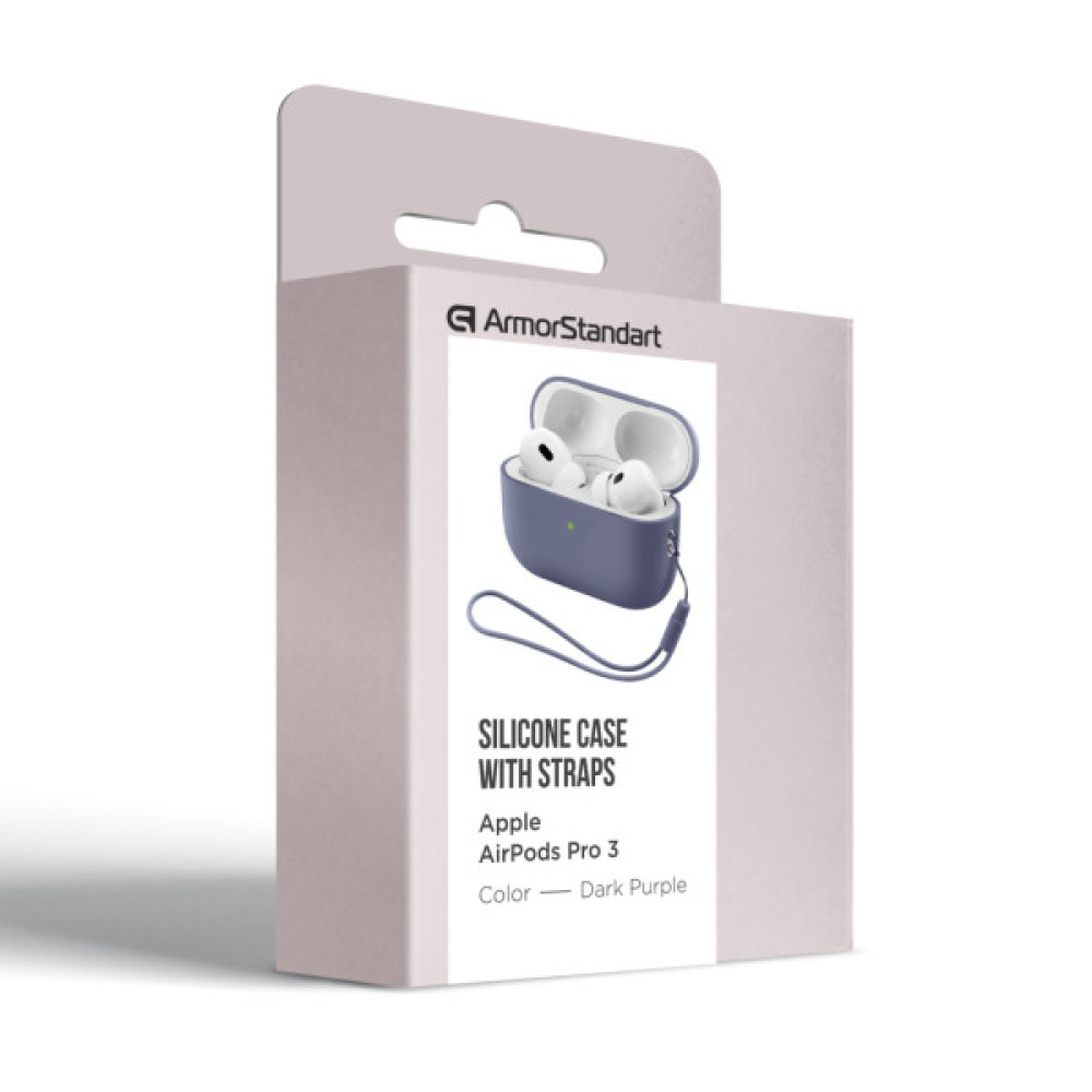 Чохол для навушників Armorstandart Silicone Case with straps For Apple AirPods Pro 3 Dark Purple (ARM91280)