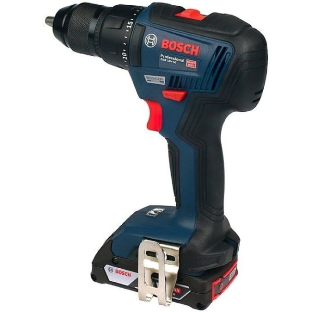 Шурупокрут-дриль акумуляторний Bosch Professional GSR 18 V-50 18В 2х2А·год 28·50·50Нм 460·1800об·хв 1кг кейс аксесуари