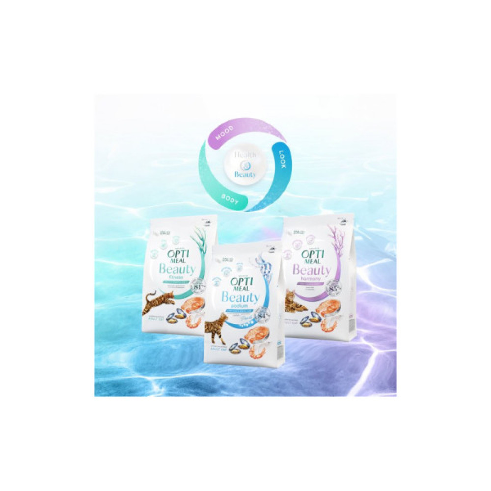 Сухий корм для кішок Optimeal Beauty Fitness беззерновий на основі морепродуктів 4 кг (4820215366045)