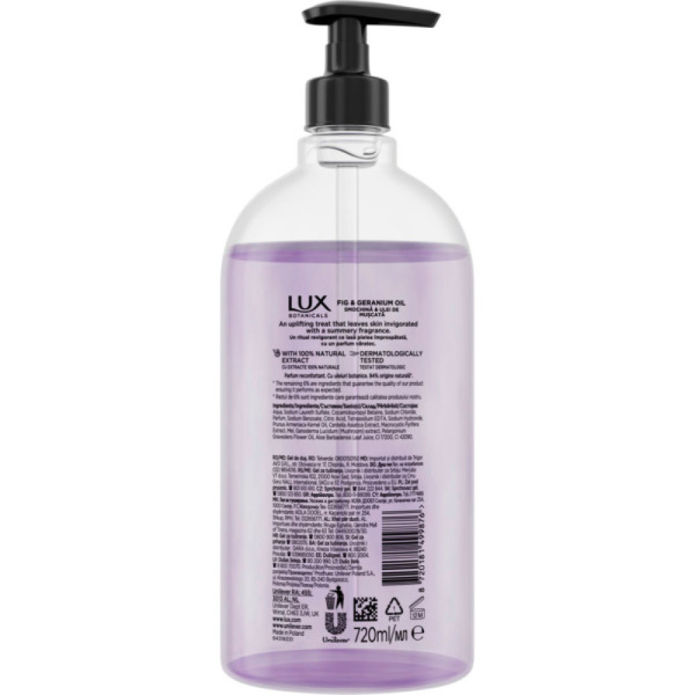 Гель для душу Lux Botanicals Інжир та олія герані 720 мл (8720181499876)