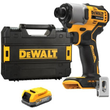 Шурупокрут ударний акумуляторний DeWalt XR Li-Ion PowerStack 18В 1х1.7А·год 192Нм 3200об/хв 4200уд/хв кейс 0.88кг без ЗП