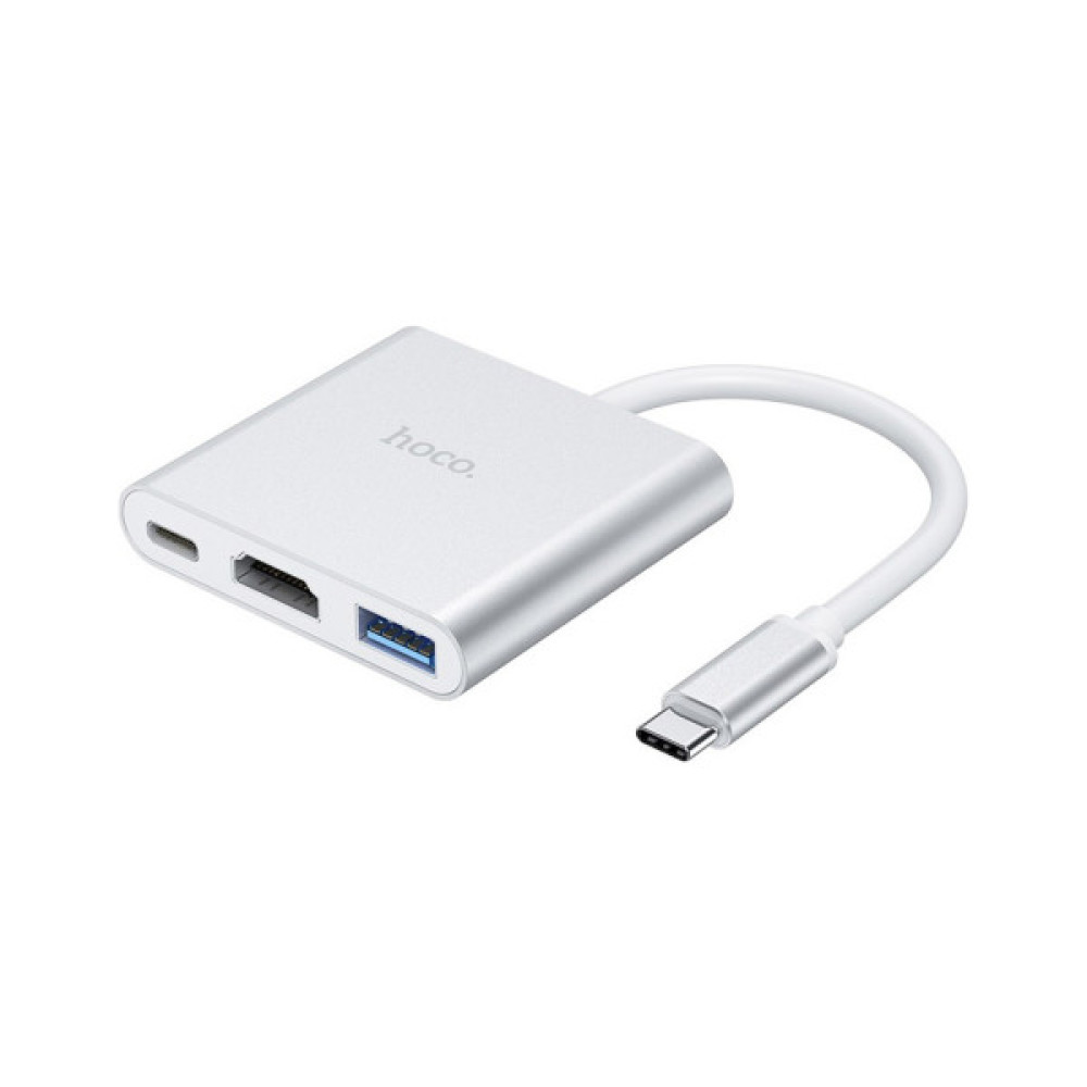 Концентратор HOCO USB-C to USB3.0+HDMI+PD HB14 Silver (6931474725790)