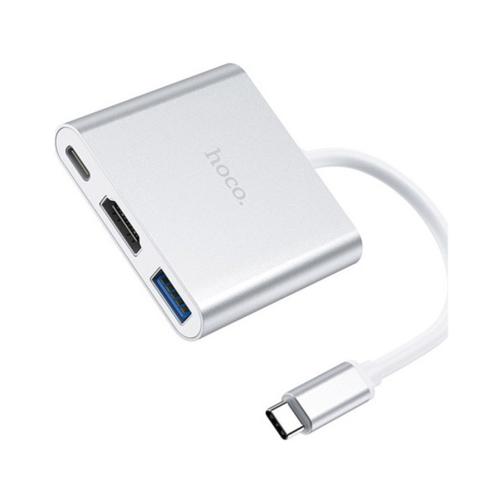 Концентратор HOCO USB-C to USB3.0+HDMI+PD HB14 Silver (6931474725790)