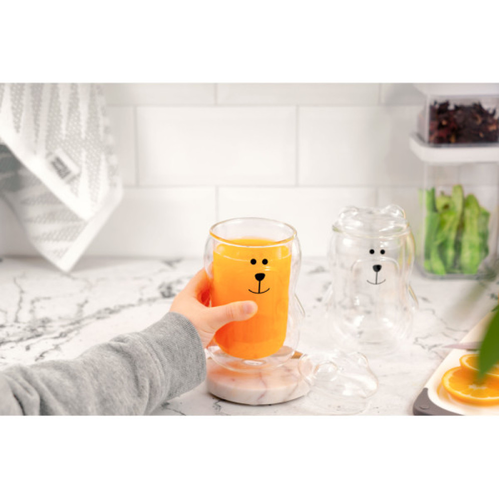 Набір склянок Ardesto Animals з кришкою 300 мл 2 шт прозорий (AR2630BBR)