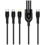 Дата кабель USB-C to Lightning + Micro 5P + USB-C 1.2m 3.0A (PD60W data) Black ColorWay (CW-CBPDU3060-BK)