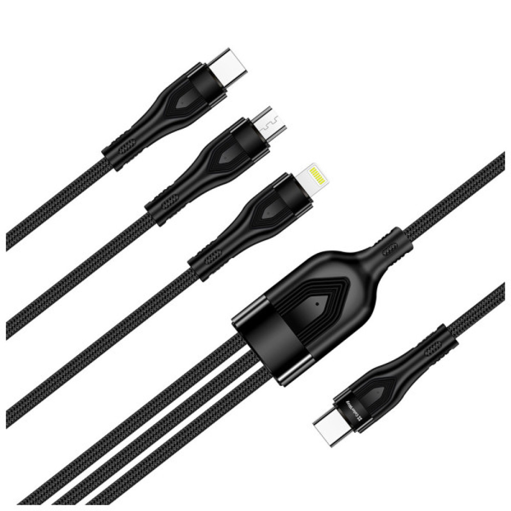 Дата кабель USB-C to Lightning + Micro 5P + USB-C 1.2m 3.0A (PD60W data) Black ColorWay (CW-CBPDU3060-BK)