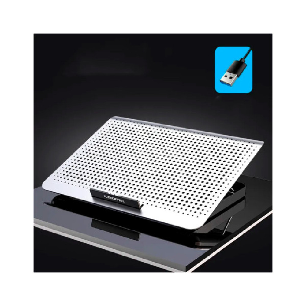 Підставка до ноутбука IceCoorel 10-15.6", 1*180mm 580 RPM, 2*USB, 350x225x26mm, Silver (A18)