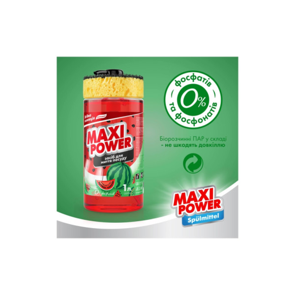 Засіб для ручного миття посуду Maxi Power Кавун 1 л (4823098414230)