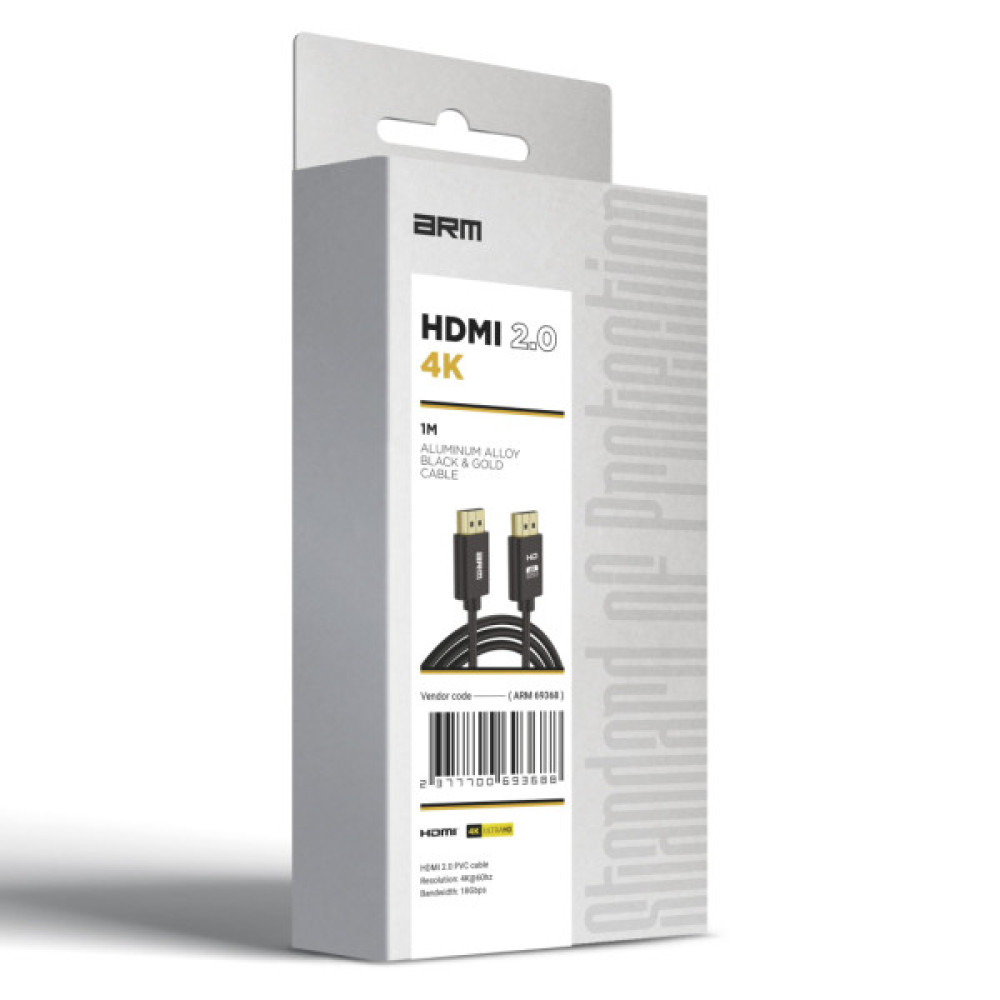 Кабель мультимедійний HDMI M to HDMI M 1.0m V2.0 4K black Armorstandart (ARM69368)
