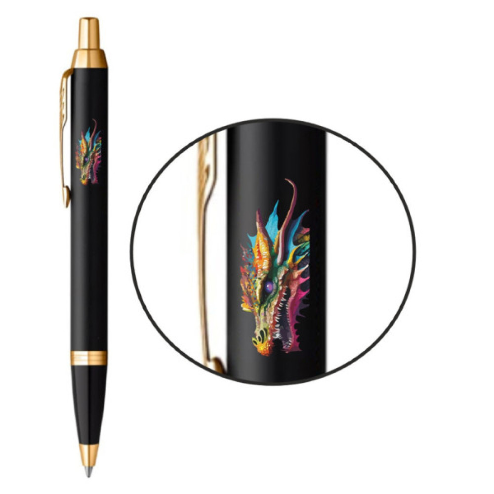 Ручка кулькова Parker IM 17 ZODIAC Black GT BP Яскравий Дракон (22032_Z3330u)