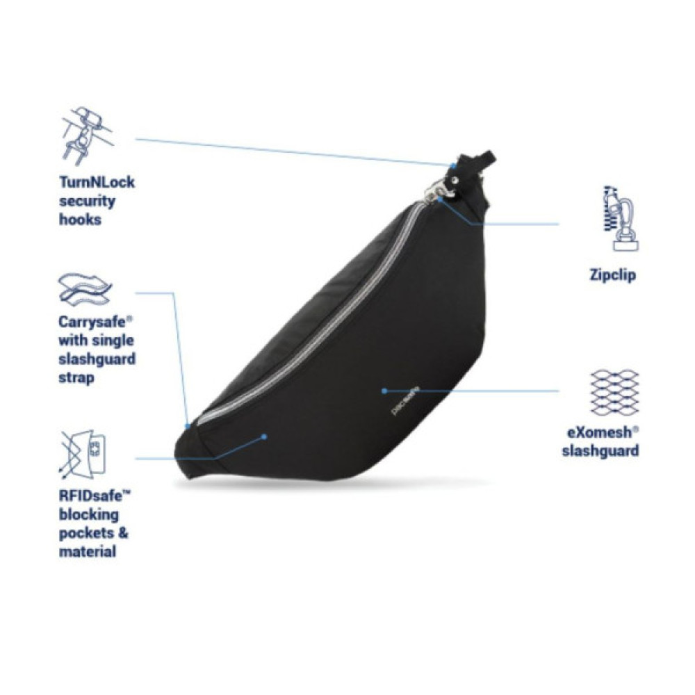 Сумка-бананка Pacsafe Stylesafe Sling Pack, чорна (20635100)