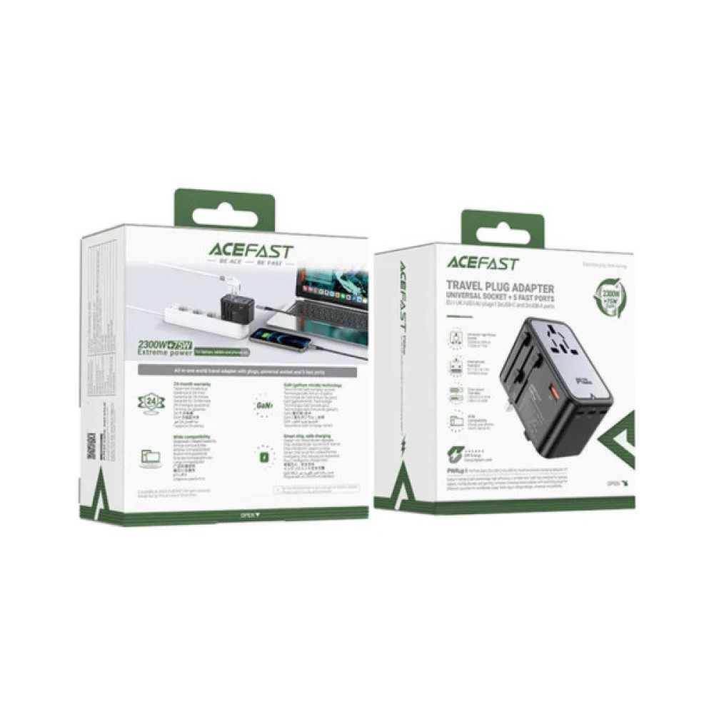 Зарядний пристрій Acefast 5xUSB 75W (3xUSB-C + 2xUSB-A) Gan Z1 Fast Charger (6974316282495)