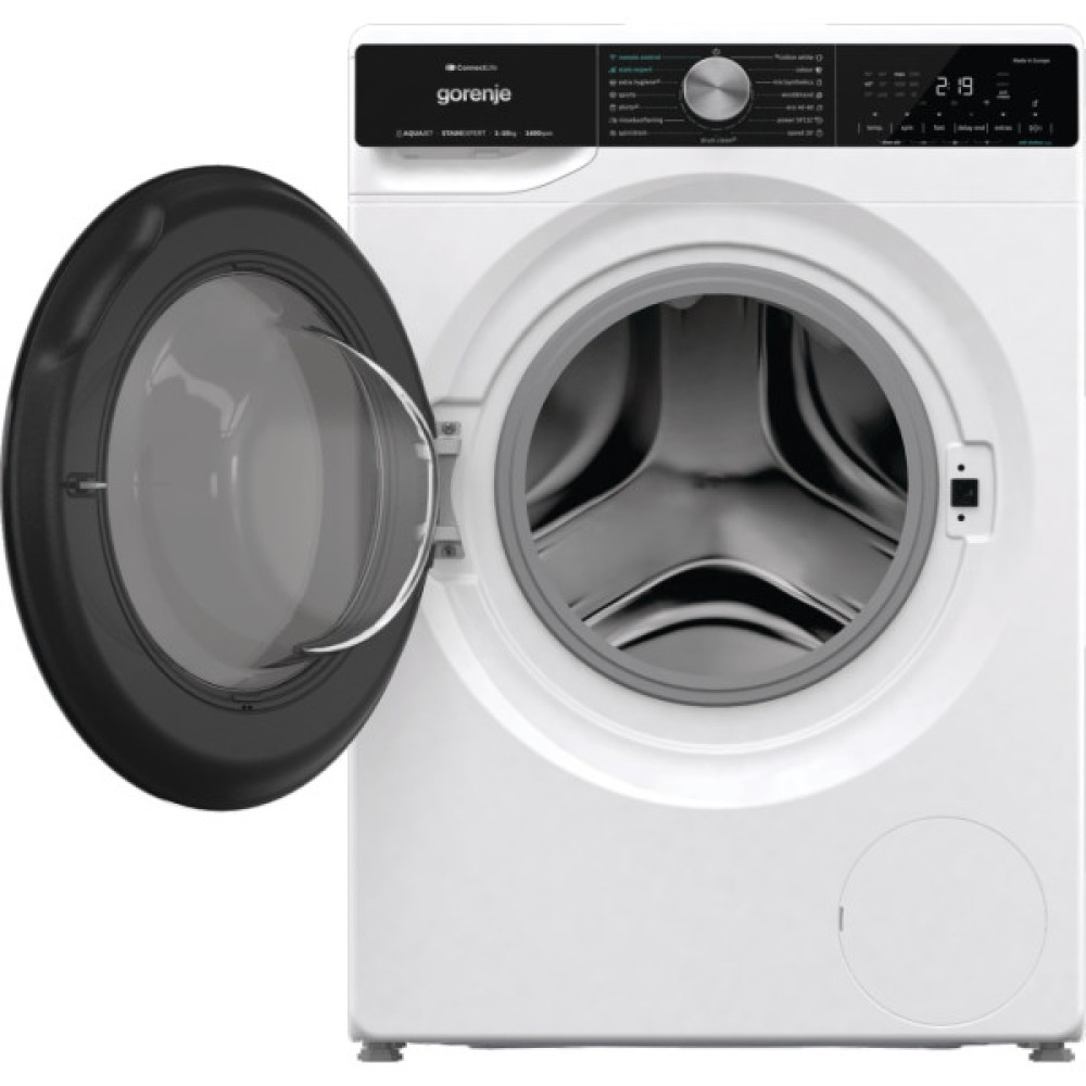 Пральна машина Gorenje фронтальна, 10кг, 1400, A+++, 60см, дисплей, інвертор, пара, Wi-Fi, підсвітка барабану, білий